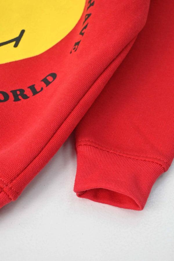Elo Tiny Teen Kid's Smiling Heart Printed Fleece Sweat Shirt Red