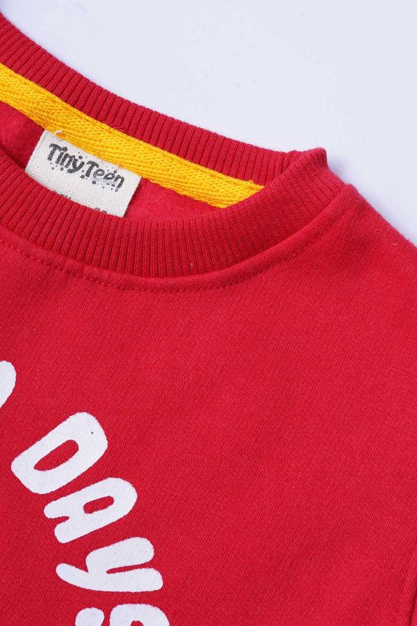 Elo Tiny Teen Kid's Sunny Days Printed Fleece Sweat Shirt Red