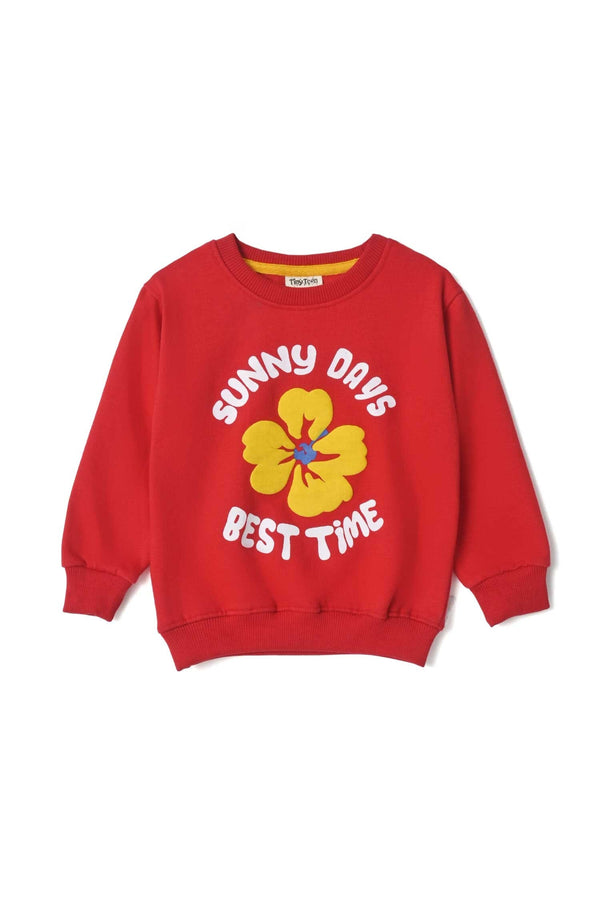 elo Tiny Teen Kid's Sunny Days Printed Fleece Sweat Shirt Red
