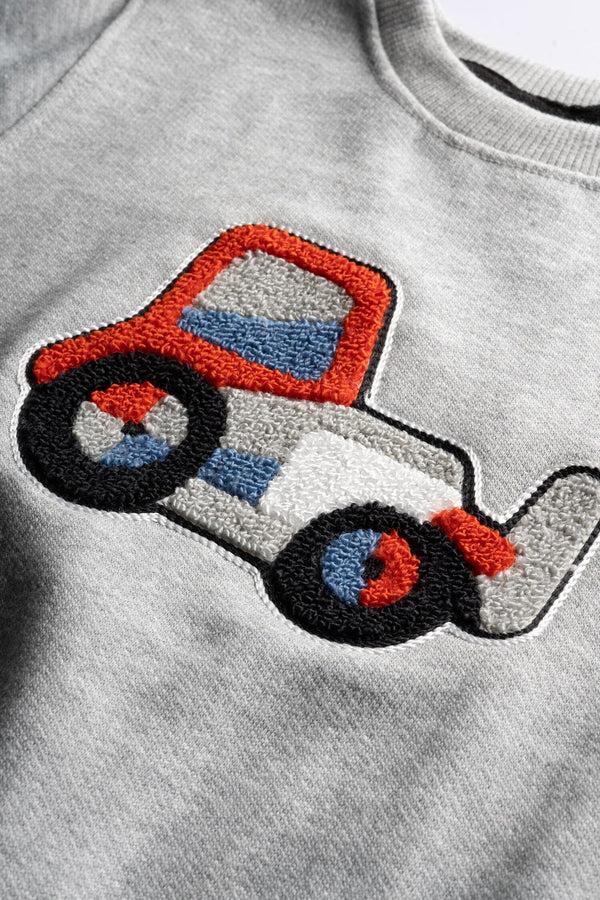 Elo Tiny Teen Kid's Tractor Applique Fleece Sweat Shirt Heather Grey