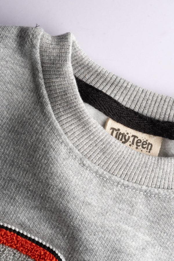 Elo Tiny Teen Kid's Tractor Applique Fleece Sweat Shirt Heather Grey