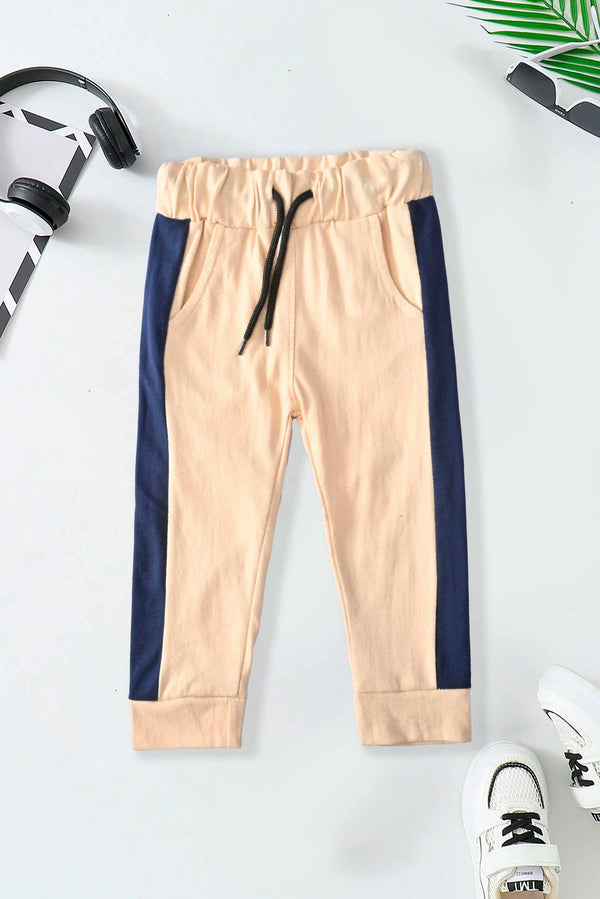 Elo Top Shop Kid's Contrast Panel Design Classic Jogger Pants Purple & White