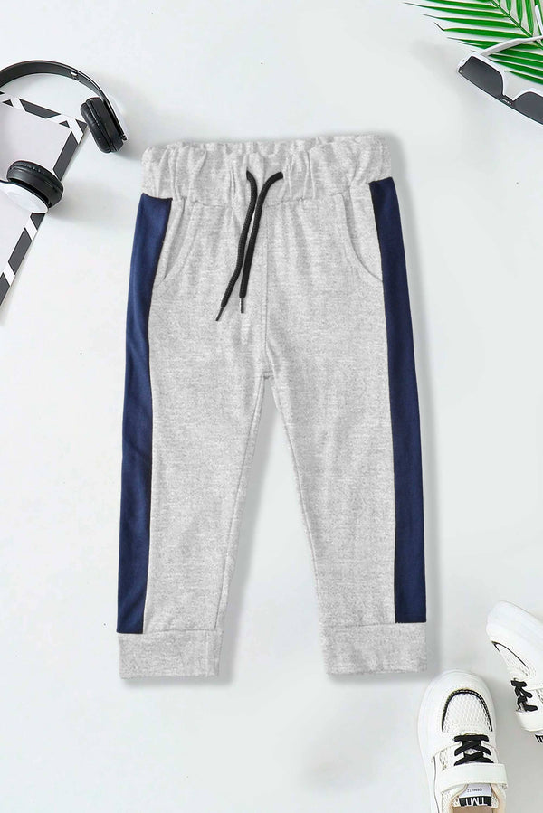 Elo Top Shop Kid's Contrast Panel Design Classic Jogger Pants Purple & White
