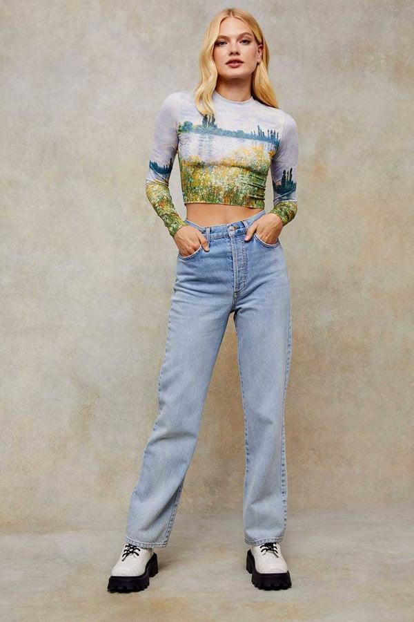 Elo TS Women's High Rise Straight Fit Denim Light Blue