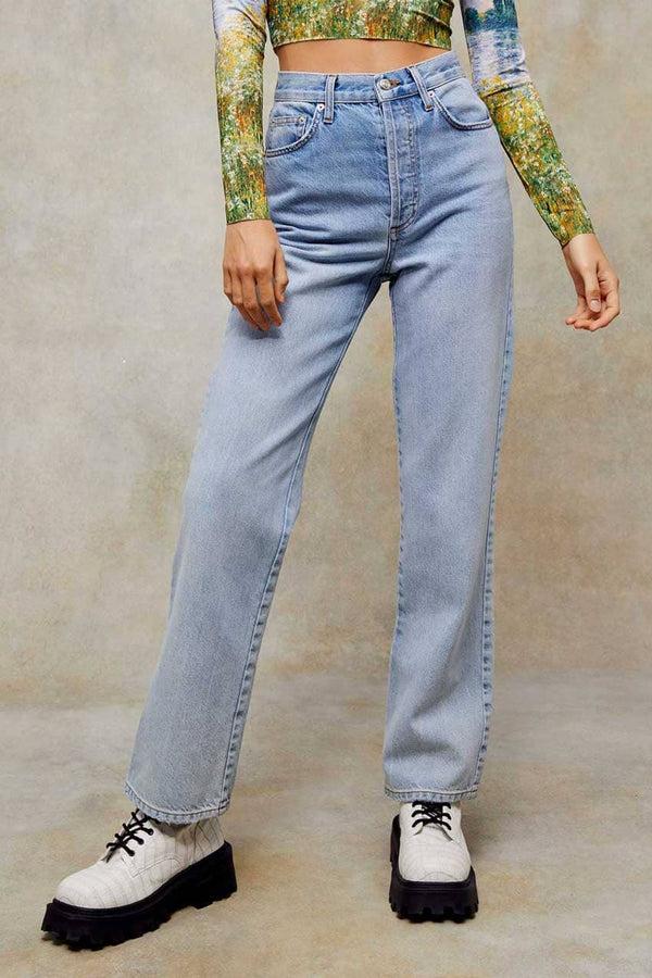 elo TS Women's High Rise Straight Fit Denim Light Blue