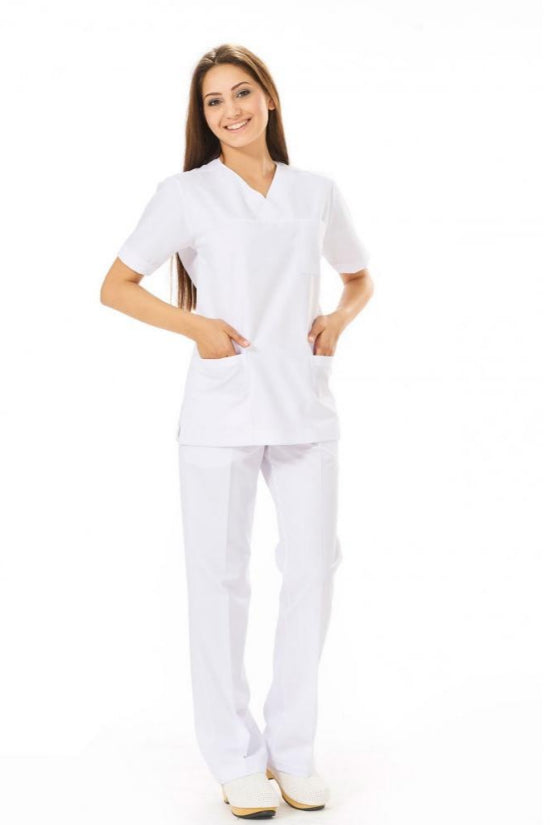 Elo Unisex Doctor's Scrub Suit /Nursing Suit / Medical Uniform Set White