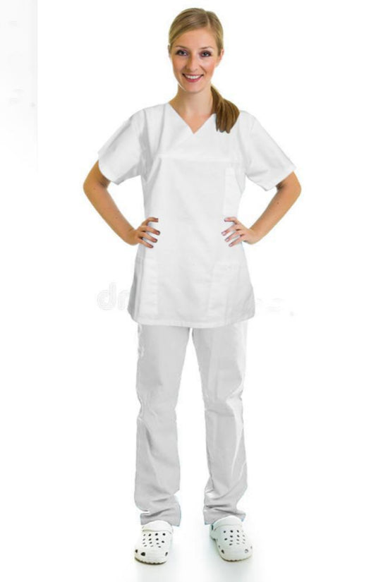 elo Unisex Doctor's Scrub Suit /Nursing Suit / Medical Uniform Set White