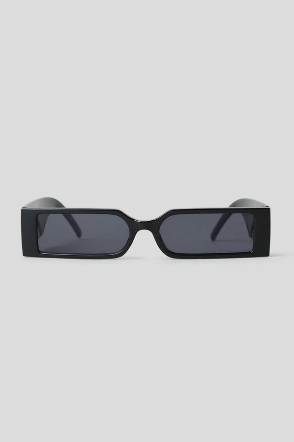 Elo Unisex Narrow Rectangle Flat-Top Sunglasses Black