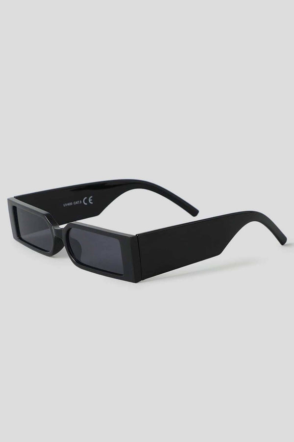 elo Unisex Narrow Rectangle Flat-Top Sunglasses Black