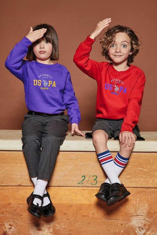 Elo USPA Kid's Authentic Printed Raglan Sleeve Fleece Sweat Shirt Navy