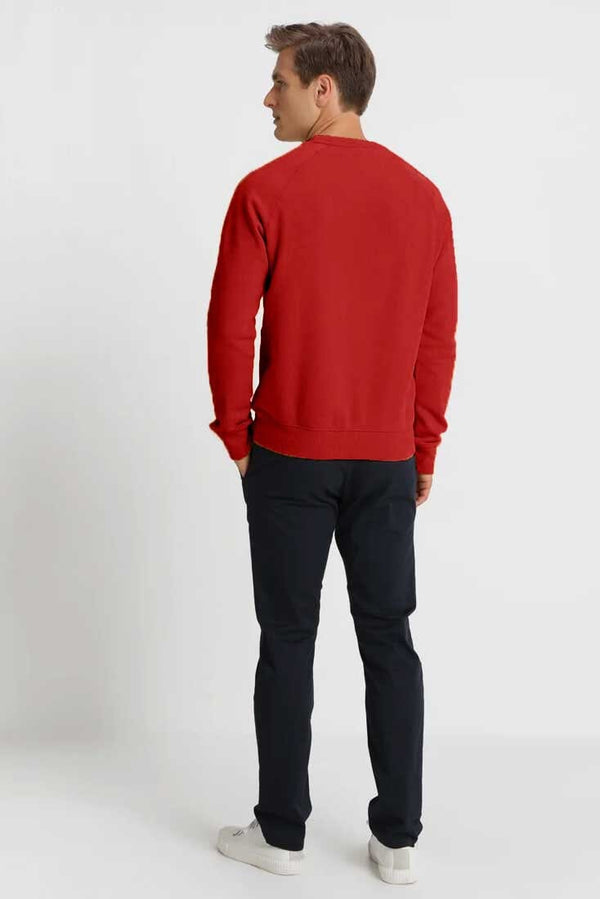 Elo USPA Men's Raglan Logo Embroidered Fleece Sweat Shirt Navy