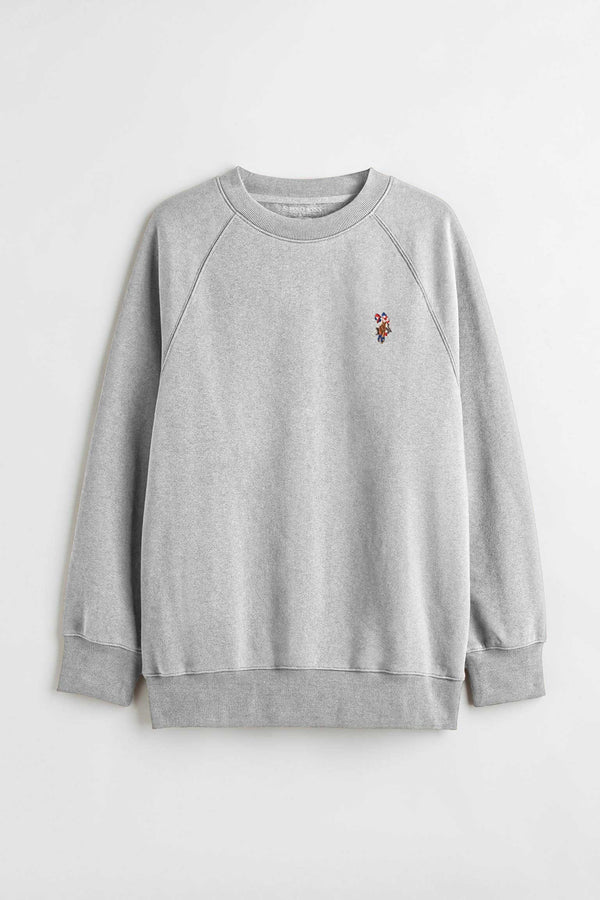 Elo USPA Men's Raglan Logo Embroidered Fleece Sweat Shirt Navy