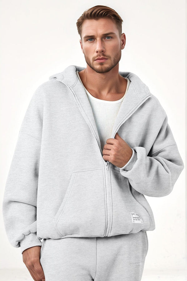 elo USQUARED Empower Oversized Full Zipper Hoodie Heather Grey