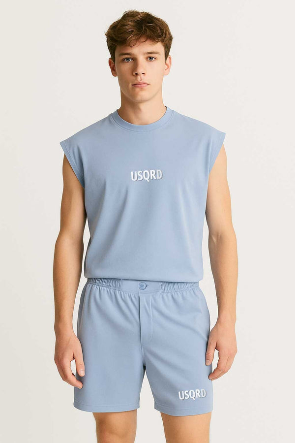 elo USQUARED Men's Four-Way Stretch Activewear Twin Set Sky