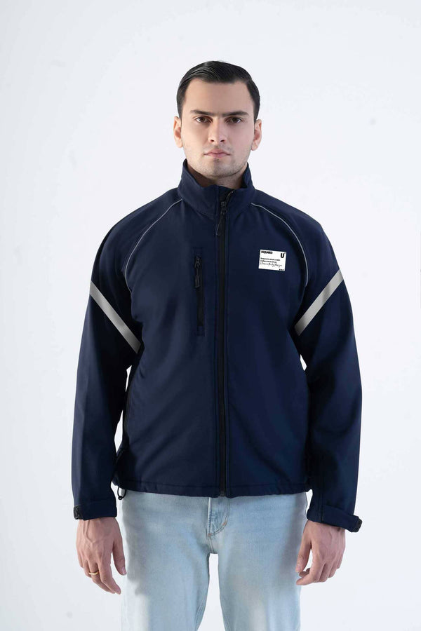 elo USQUARED Sleeves Reflective Stripe Performance Softshell Jacket Navy