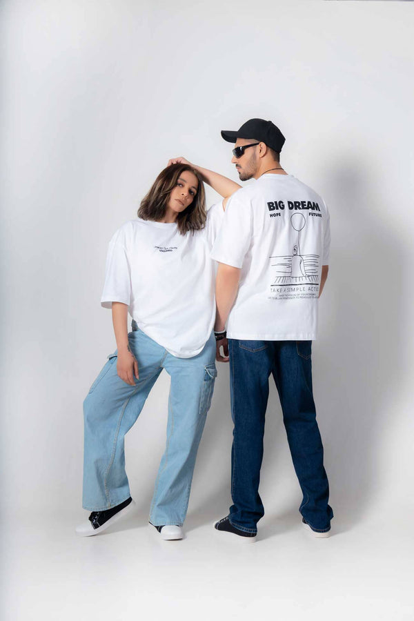 Elo USQUARED Unisex Dreamers Drop Shoulder Oversized Tee Shirt Black