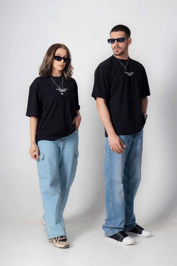 elo USQUARED Unisex Dreamers Drop Shoulder Oversized Tee Shirt Black