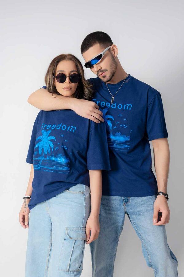 elo USQUARED Unisex Freedom Drop Shoulder Oversized Tee Shirt Navy