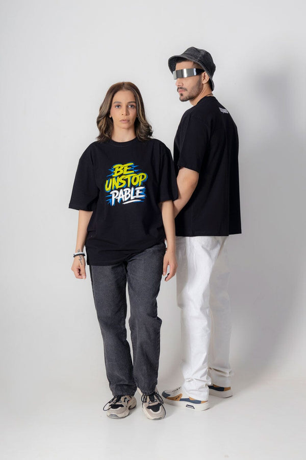 elo USQUARED Unisex Unstopable Drop Shoulder Oversized Tee Shirt Black