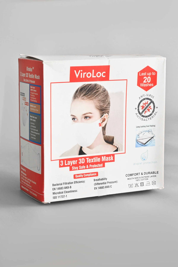 Elo ViroLoc 3 Layer 3D Anti-Virus Textile Mask White