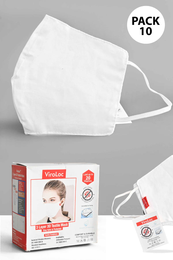 Elo ViroLoc 3 Layer 3D Textile Mask - Pack Of 10 White
