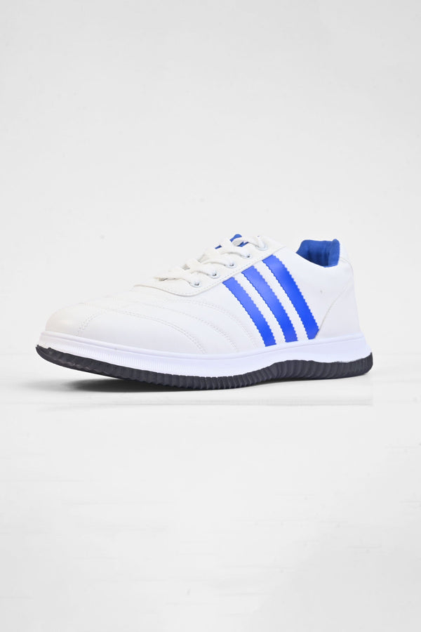 Elo Walk Men's Contrast Stripes Style Sneaker Shoes White & Blue