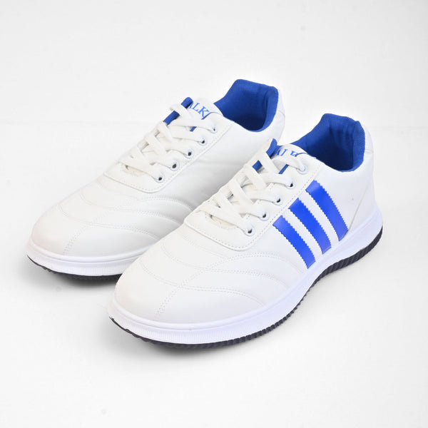 elo Walk Men's Contrast Stripes Style Sneaker Shoes White & Blue