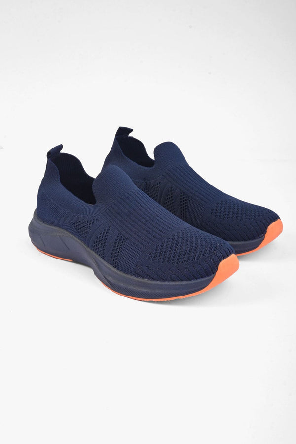 Elo Walk Men's Plain Design Slip On Jogger Shoes Blue
