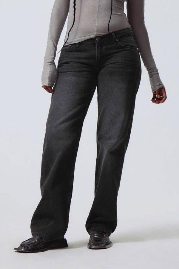 elo Weekday Women's Straight Fit Boot Cut Classic Denim Jeans Black