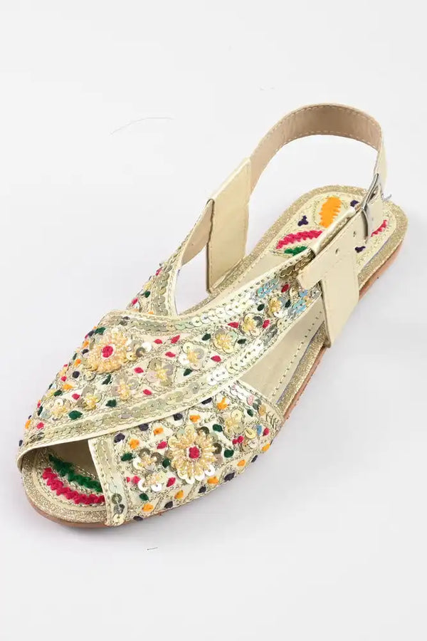 Elo Women's Alicante Embellishment Design Peshawri Chappal Black