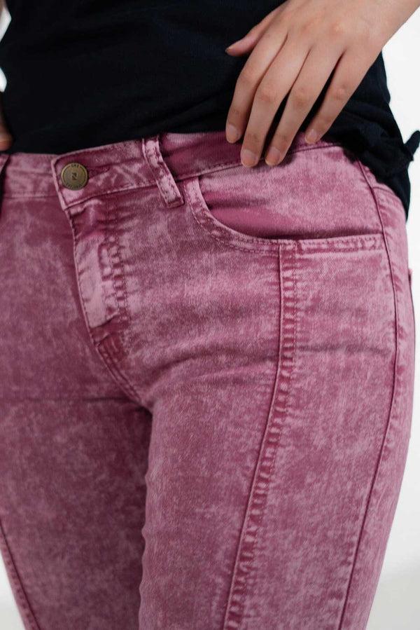 Elo Women's Chic Acid Washed Skinny Denim Pants Light Plum