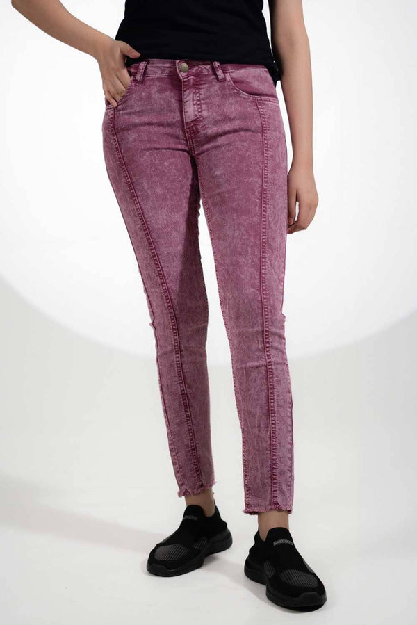 elo Women's Chic Acid Washed Skinny Denim Pants Light Plum