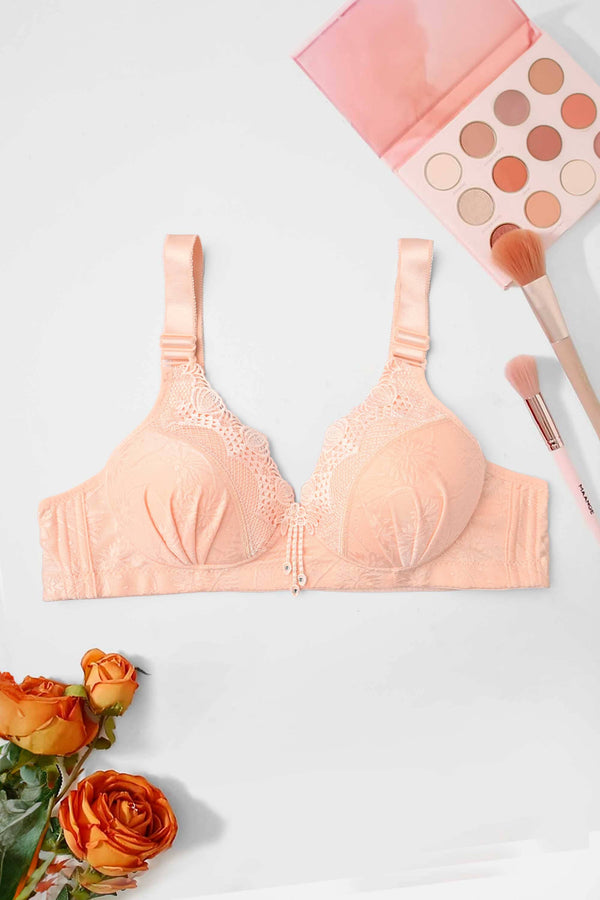 Elo Women's Classic Floral & Lace Design Padded Bra Powder Pink