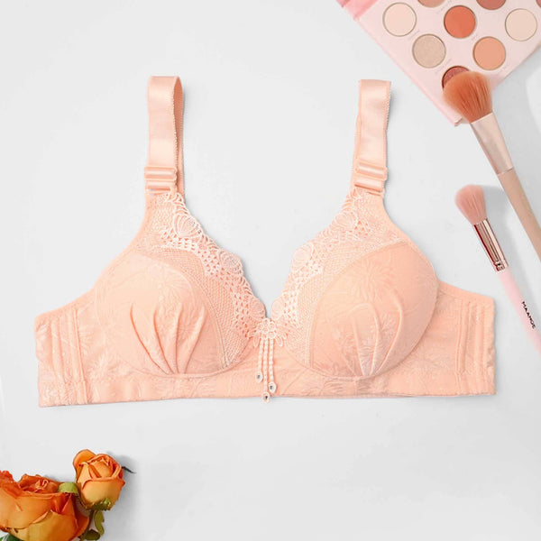 elo Women's Classic Floral & Lace Design Padded Bra Powder Pink