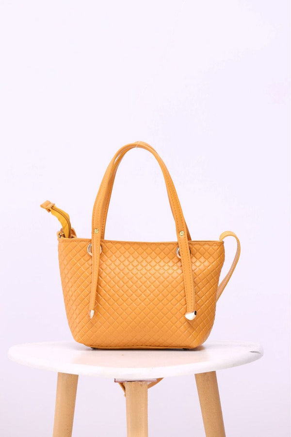 elo Women's Criss-Cross Pattern Shoulder Bag Mustard