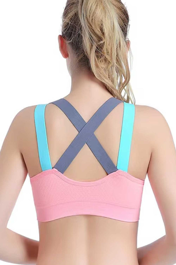 Elo Women's Criss-Cross Sports Padded Bra Turquoise