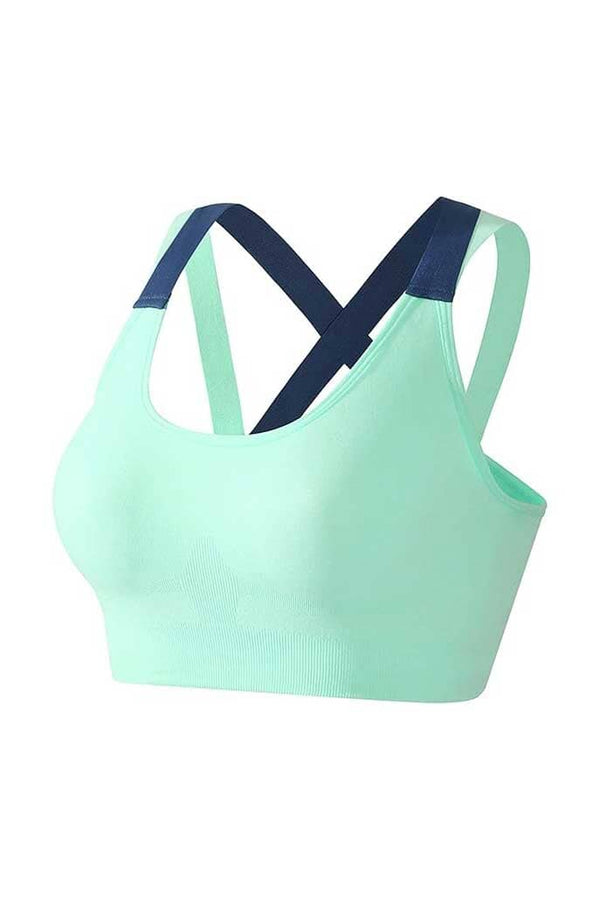 elo Women's Criss-Cross Sports Padded Bra Turquoise