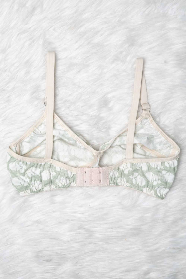 Elo Women's Elasticated Straps Basic Cotton Bra Green