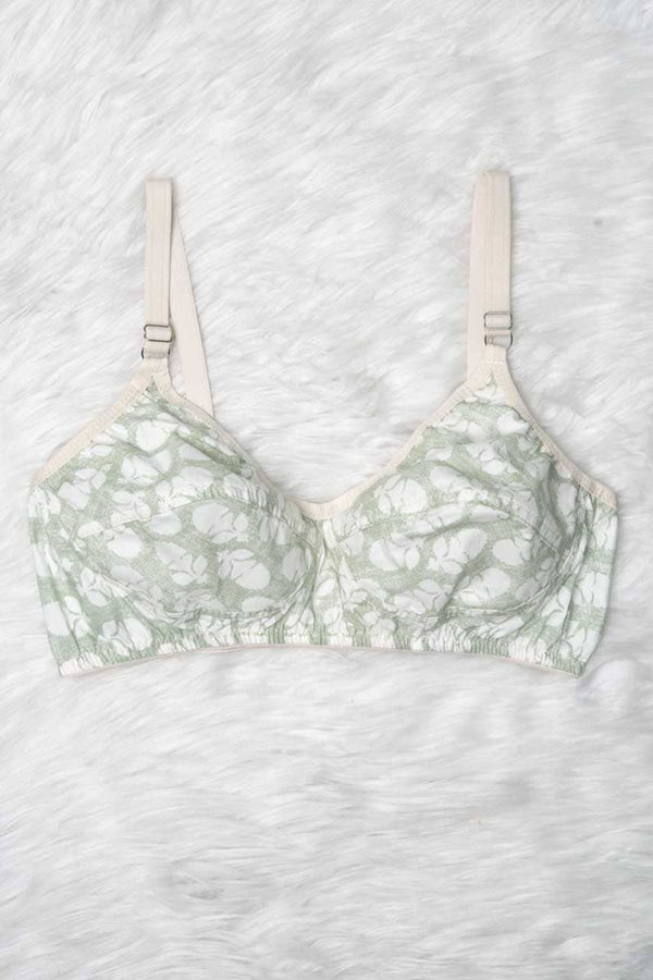 elo Women's Elasticated Straps Basic Cotton Bra Green