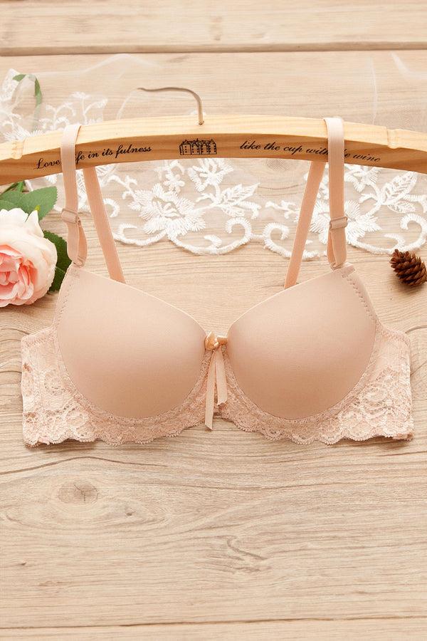 Elo Women's Glossy Lace Design Push-Up Padded Bra Red