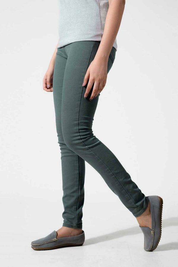 Elo Women's Hamar Elasticated Waist Style Straight Fit Denim Olive