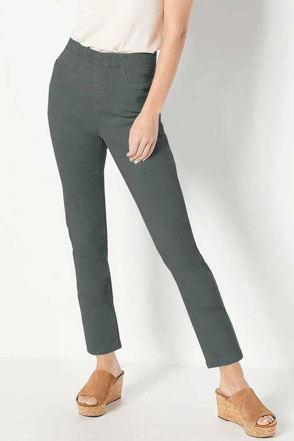Elo Women's Hamar Elasticated Waist Style Straight Fit Denim Olive