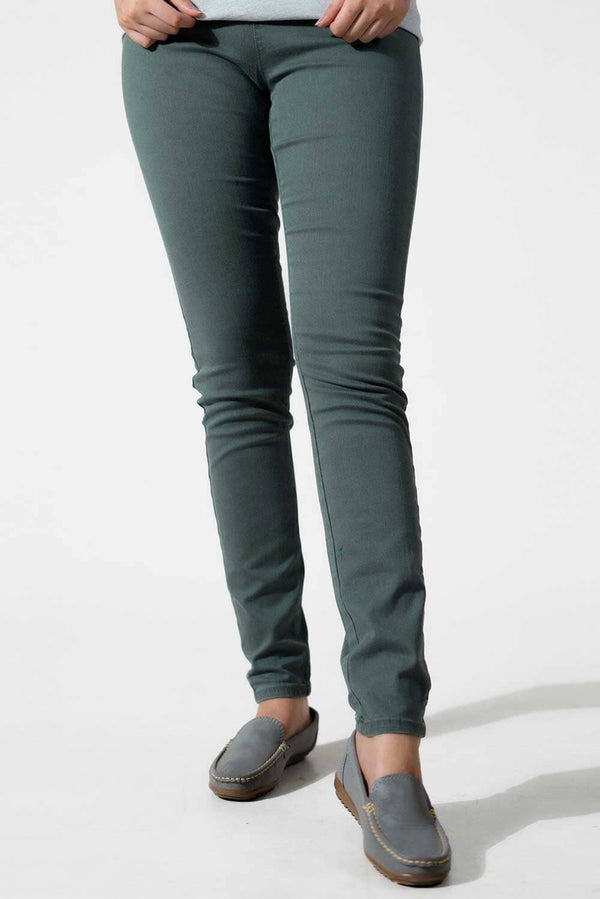 elo Women's Hamar Elasticated Waist Style Straight Fit Denim Olive