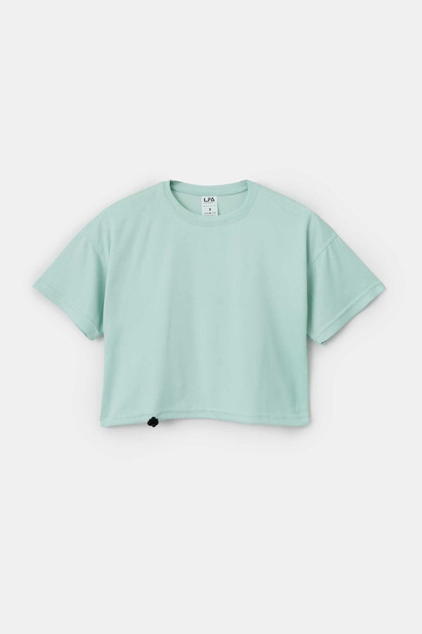 Elo Women's Oversized Activewear Mesh Cropped Shirt Light Turquoise