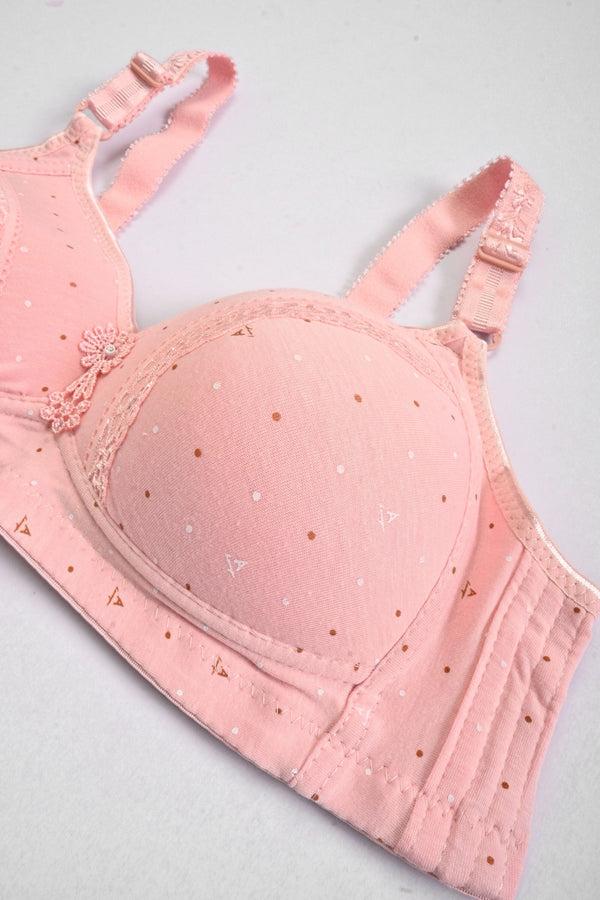 Elo Women's Printed Design Push Up Foam Padded Bra Powder Pink