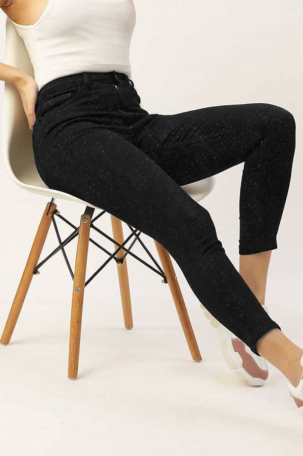 Elo Women's Sparkling Style Skinny Fit Stretch Denim Black