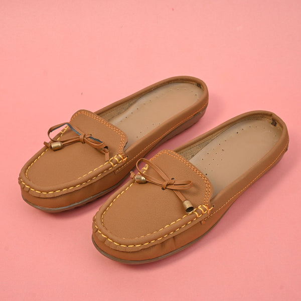 Elo Women's Tassels Style Open Back Moccasin Shoes Black