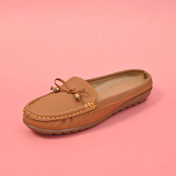 Elo Women's Tassels Style Open Back Moccasin Shoes Black