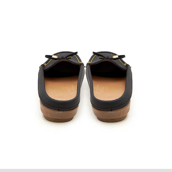 Elo Women's Tassels Style Open Back Moccasin Shoes Black