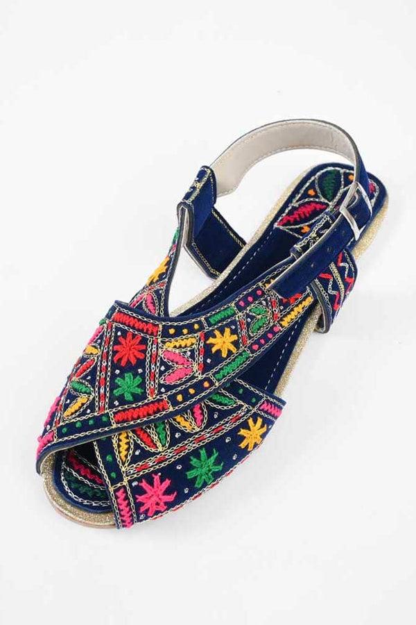 Elo Women's Timisoara Embroidered Design Peshwari Chappal Royal